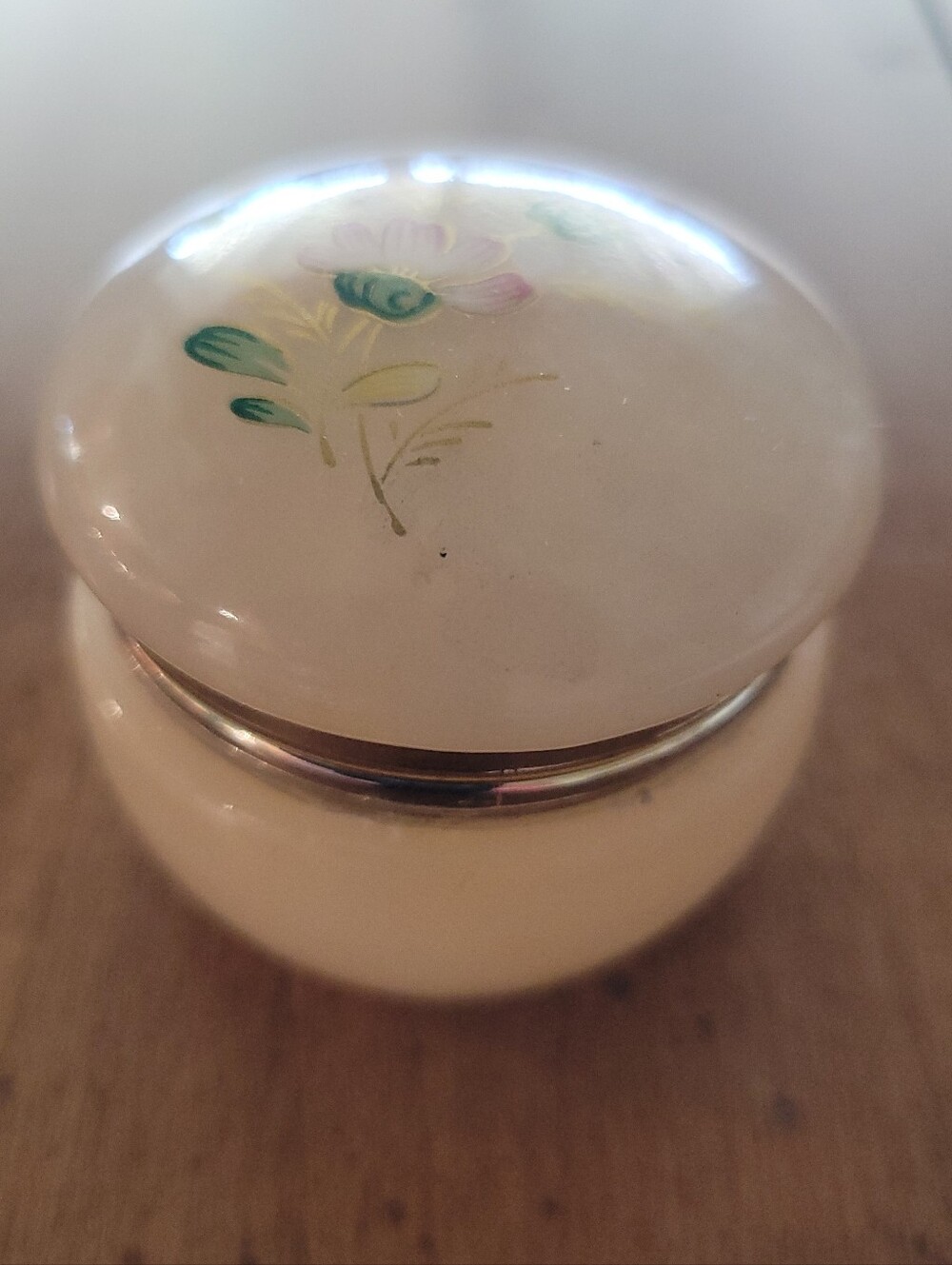 Genuine Alabaster Hand Carved And Painted Trinket Box Italy